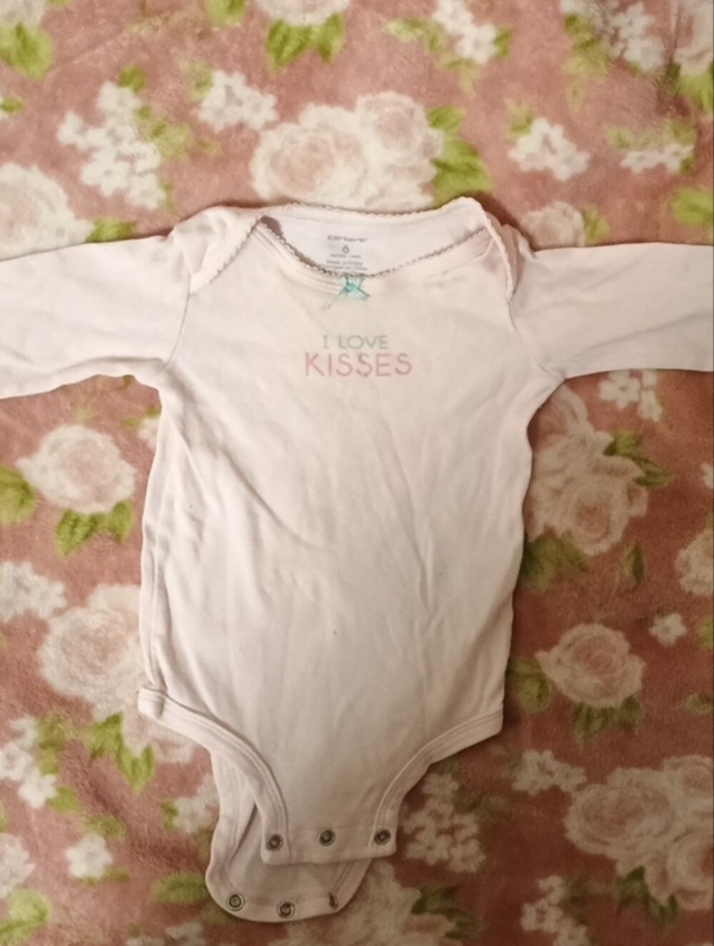 Carter's Light Pink Long-Sleeve One-Piece Bodysuit with 'I Love KISSES'